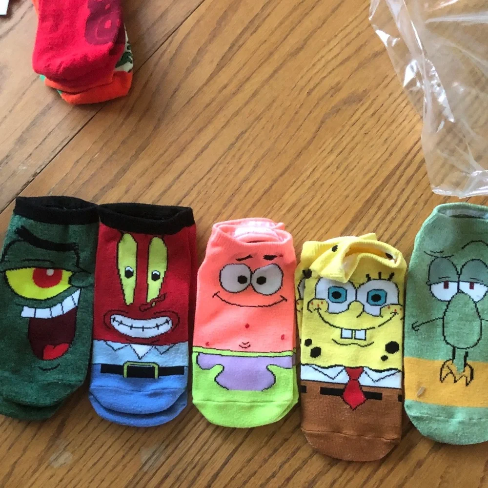 Cartoon Character No-Show Socks - SpongeBob & Friends - Colorful Set